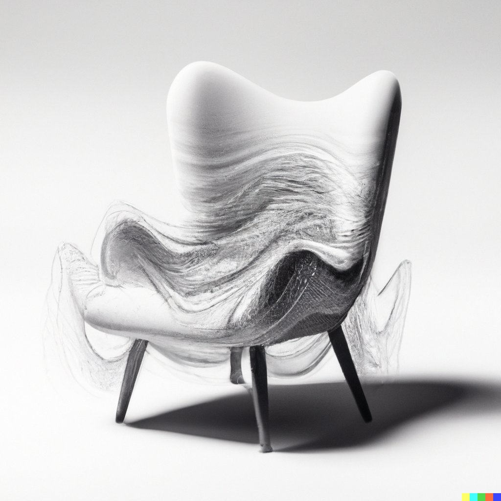Classic arm chair made from distorted sound waves